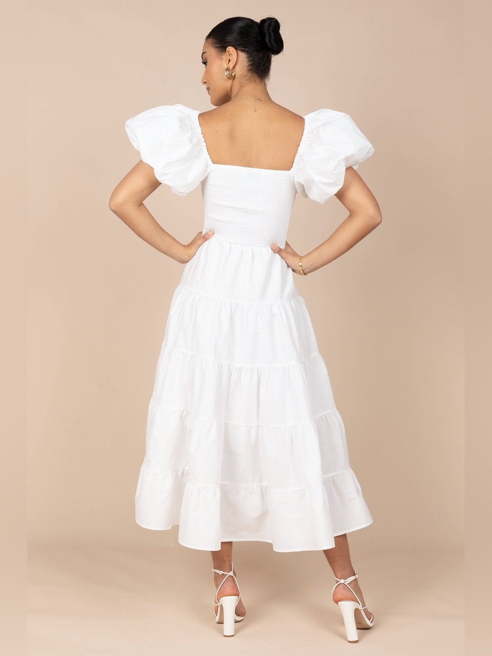 Petal & Pup Annette Puff Sleeve Shirred Midi Dress Small B409 - Picture 3 of 6